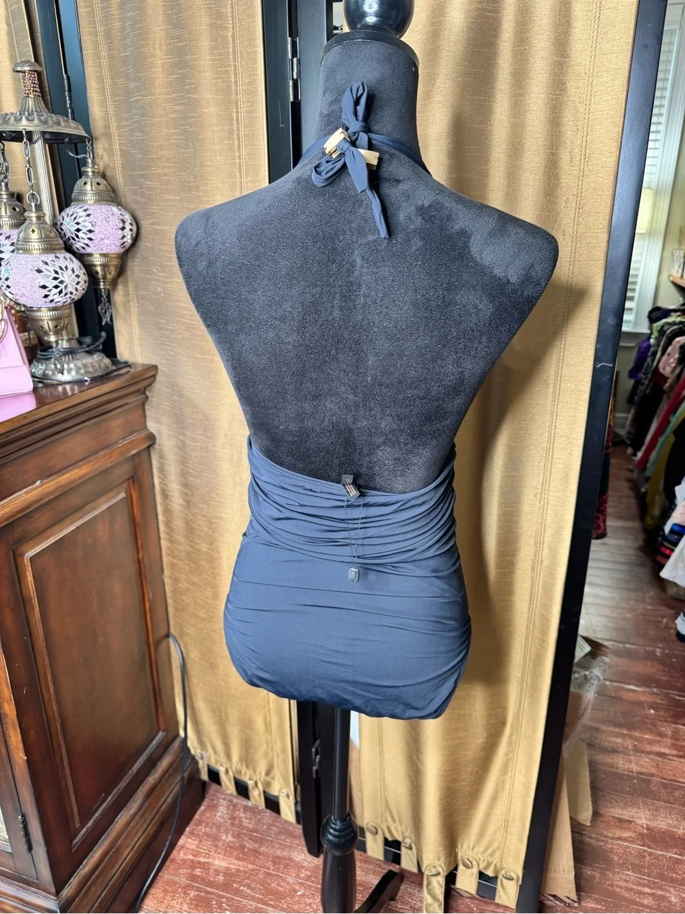 Vix Black Bia Ruched Halter one piece one piece Swimsuit Xl